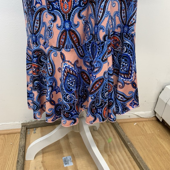 Kiyonna 1 Wrap Dress Paisly Print Asymmetric Midi Ruffle 14 Stretch USA‎  Made - Picture 6 of 9